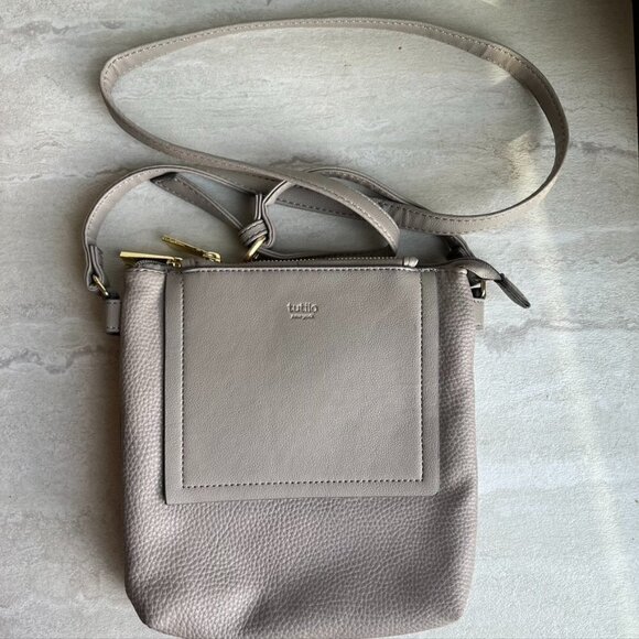 Tutilo Handbags - Tutilo New York Nude Beige Gray Crossbody Shoulder Bag Vegan Leather
